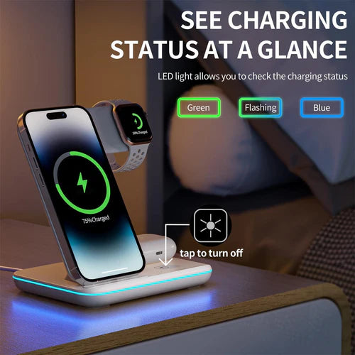 HEYMIX 3 in 1 Wireless Charger (Compatible with Android and iPhone)