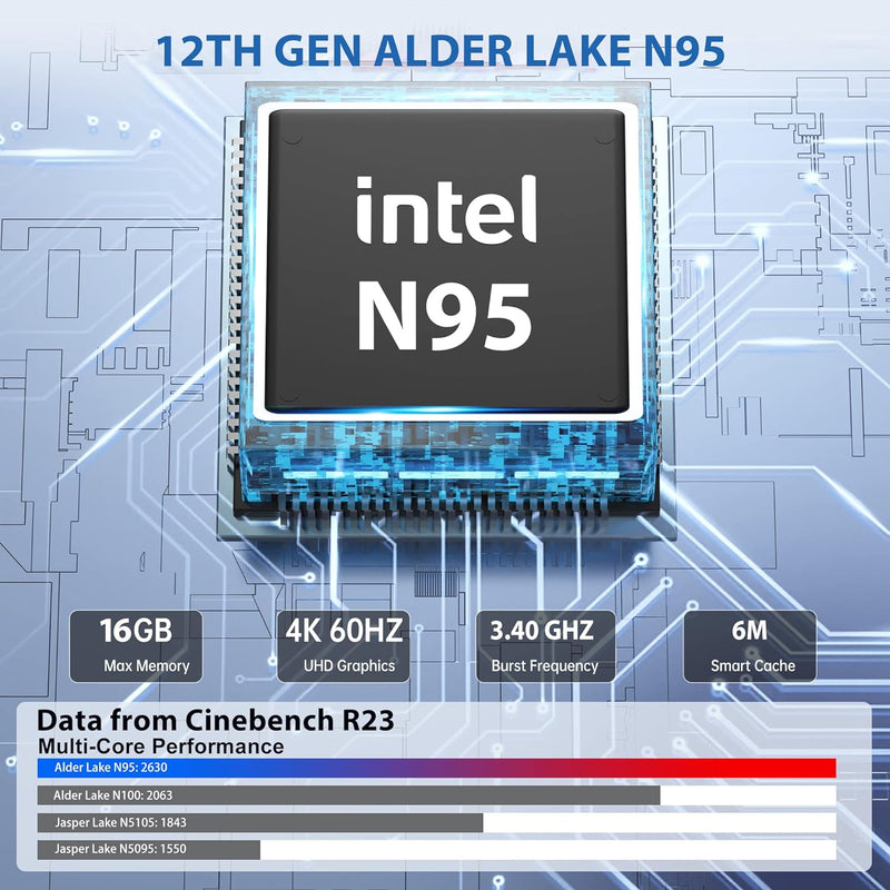 KAMRUI AK1 Plus Mini PC - Intel 12th Gen N95 (up to 3.4GHz), Windows 11 Pro