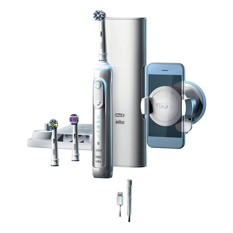 Oral-B Genius 9000 Electric Toothbrush with 3 Replacement Heads & Smart Travel Case (White)