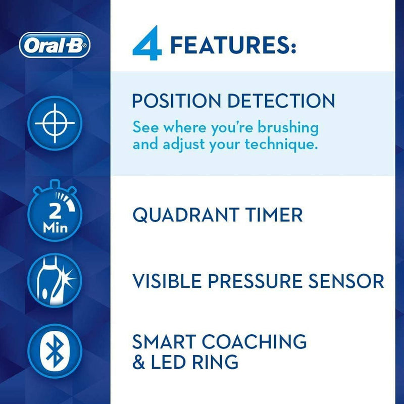 Oral-B Genius 9000 Electric Toothbrush with 3 Replacement Heads & Smart Travel Case (White)